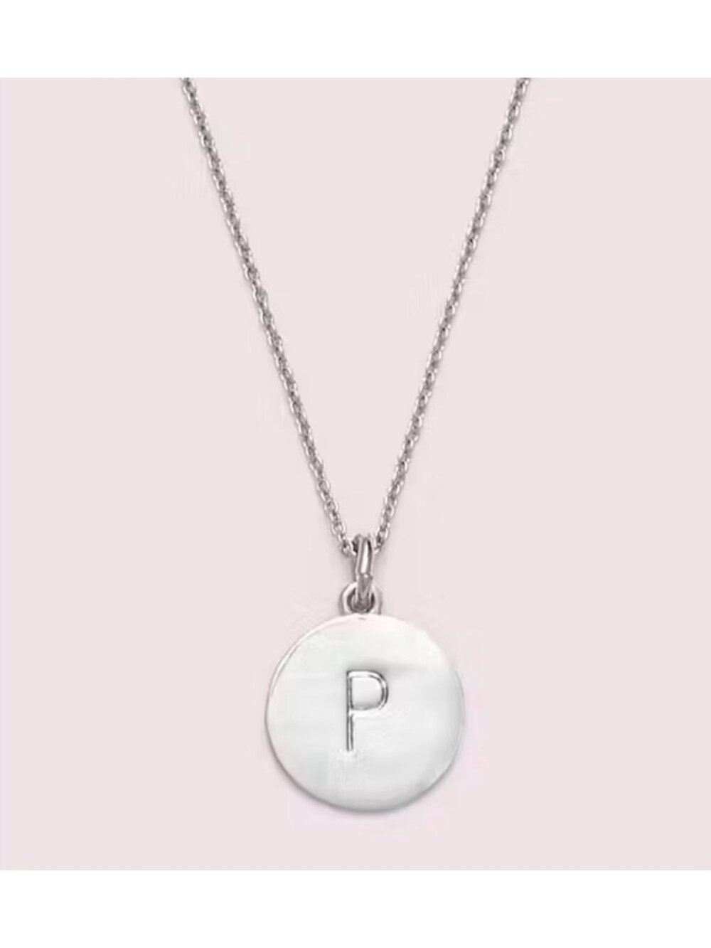 Kate Spade "P" "One in a Million" Reversible Pendant Necklace Silver Plated